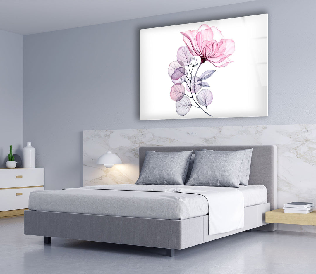 Pink Floral Watercolor Glass Wall Art, glass image printing, glass prints from photos