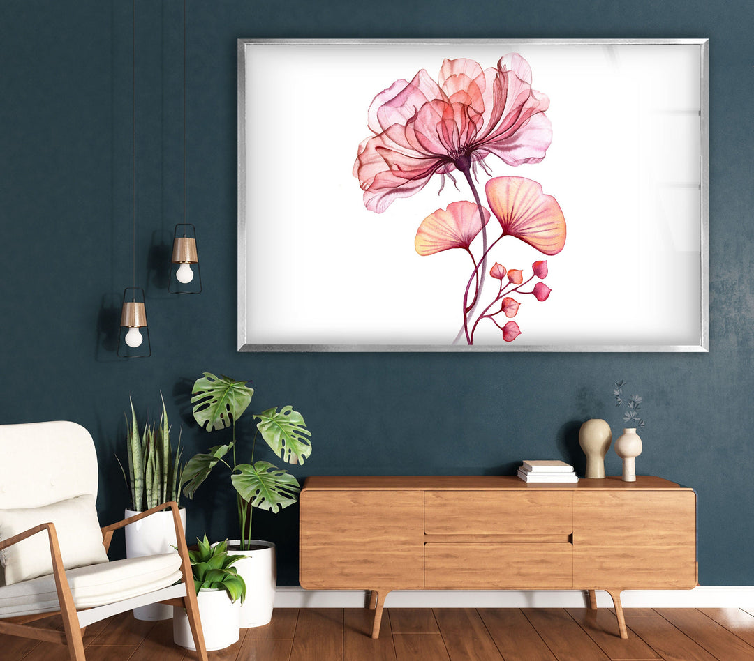 Watercolor Pink Floral Glass Wall Art, glass image printing, glass prints from photos