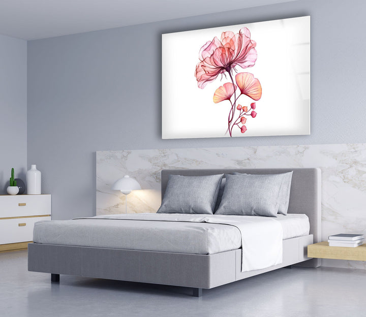 Watercolor Pink Floral Glass Wall Art, large glass photo prints, glass wall photos