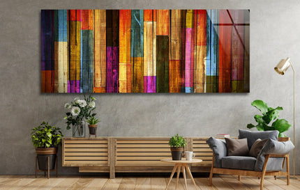 Colorful Wooden Glass Wall Art