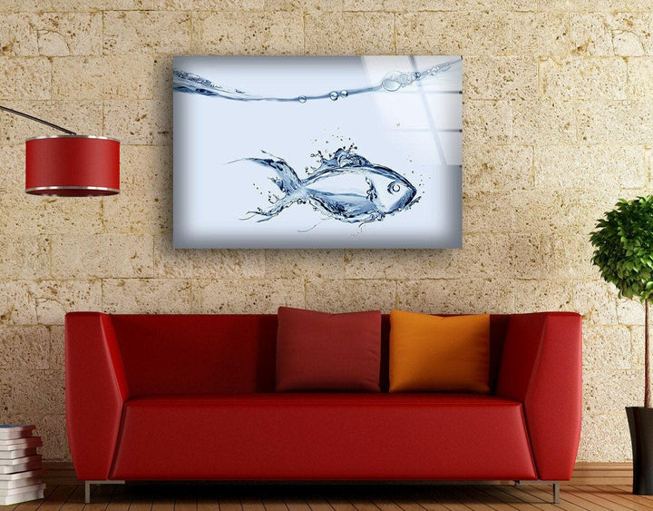 Fish Made of Water Glass Wall Art stained glass wall art, stained glass wall decor