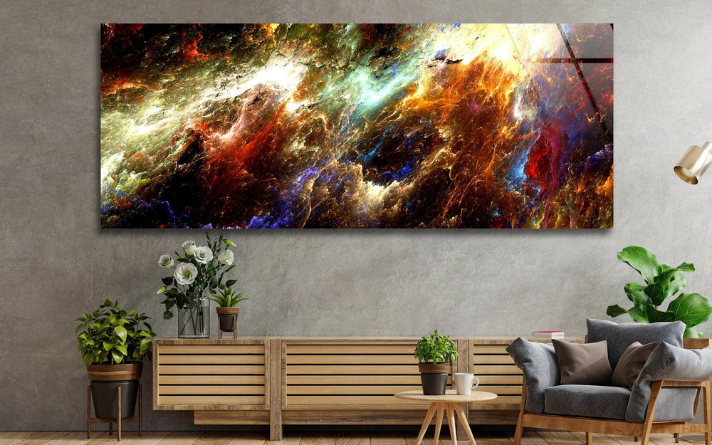 Colorful Cosmic Galaxy Glass Wall Art, glass art painting, glass art for the Wall 