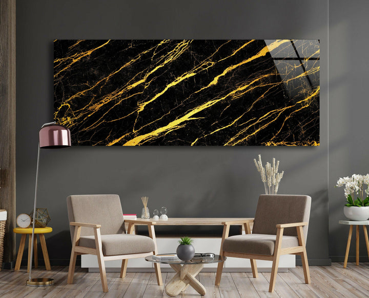 Black Marble With Gold Veins Glass Wall Art, art glass wall art, glass wall art pictures