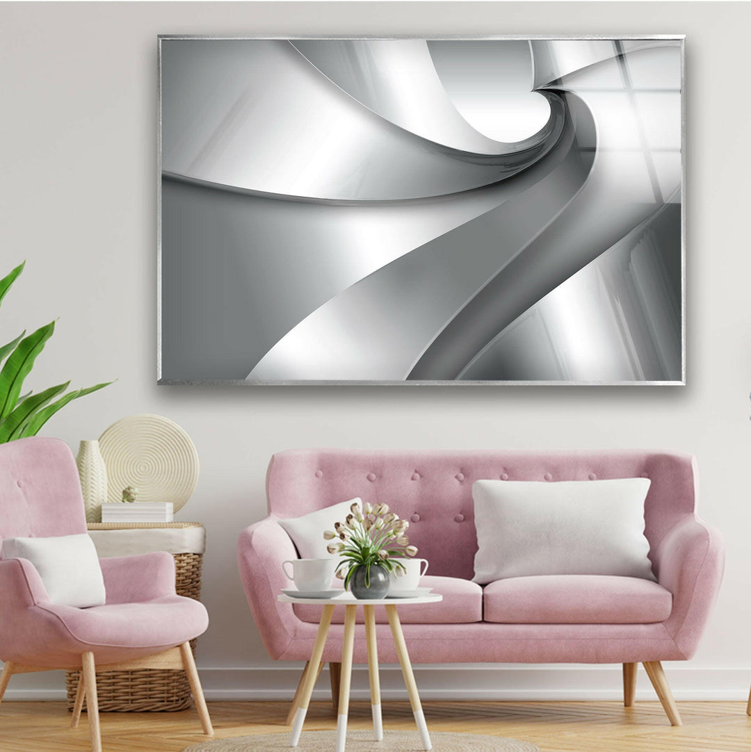 Silver Color Abstract Tempered Glass Wall Art - MyPhotoStation