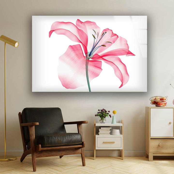 Watercolour Pink Flower Glass Wall Art, glass photo prints, glass picture prints