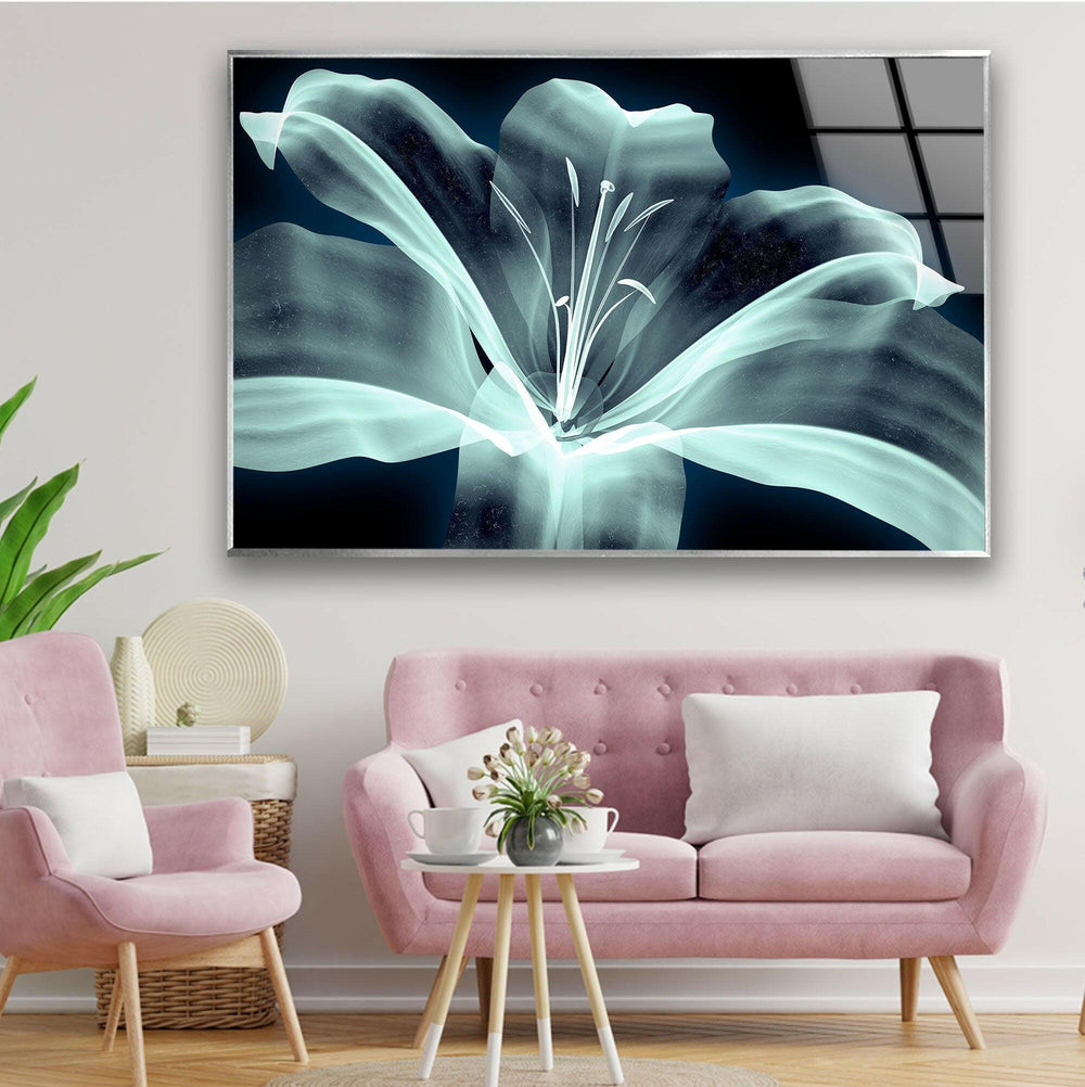 Xray Image Of a Flower Glass Wall Art, glass wall decor, glass wall art decor