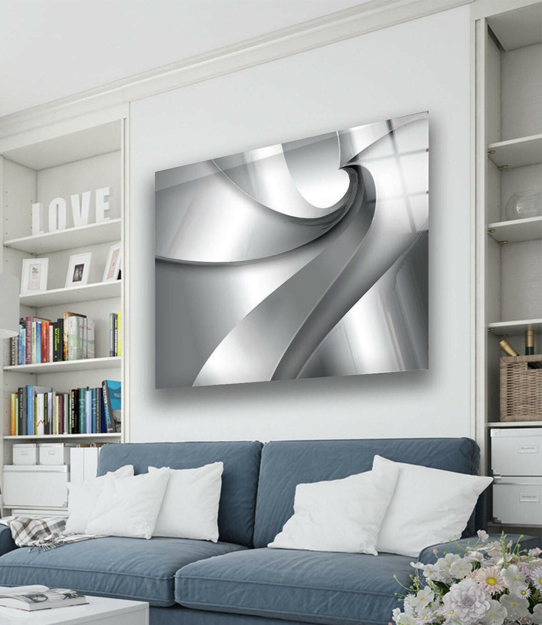 Silver Color Abstract Tempered Glass Wall Art - MyPhotoStation