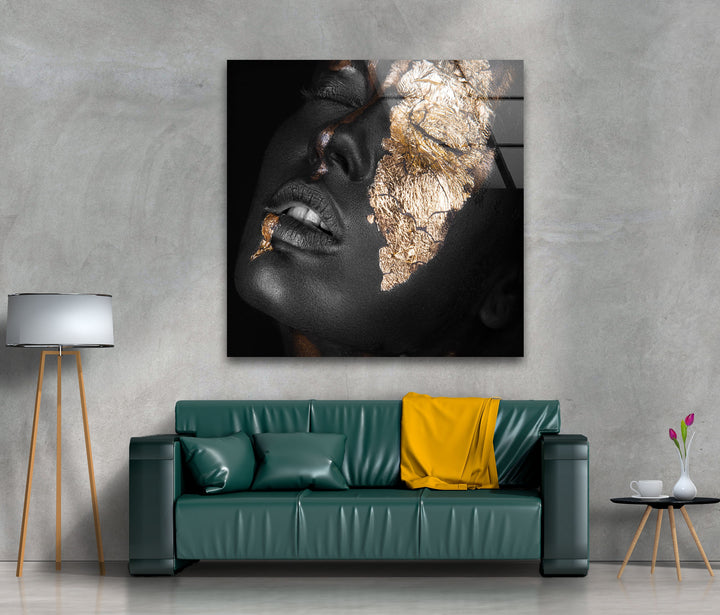 Gold Woman Extra Large Abstract Photo Prints on Glass