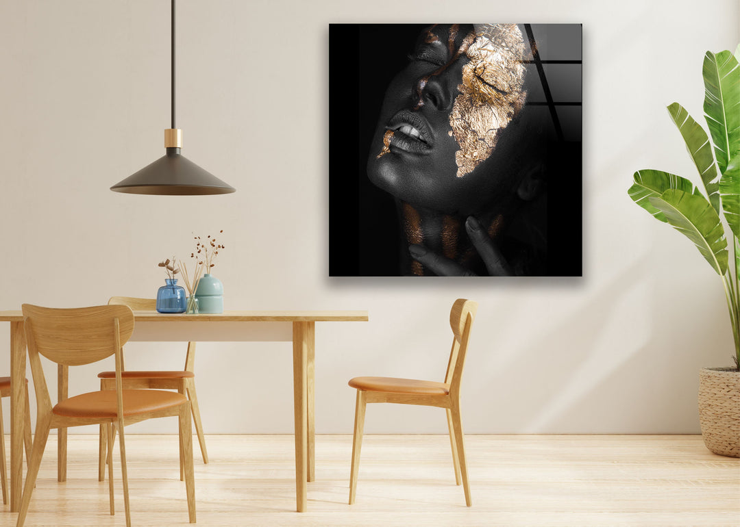 Gold Black Woman Portrait Cool Art Prints & Tempered Glass Art