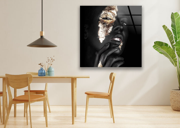 Gold & Black Woman Portrait Glass Photos & Cool Art Prints