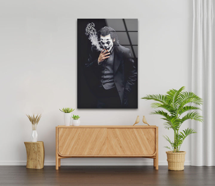 Smoking Joker Glass Wall Art glass photo prints, glass picture prints
