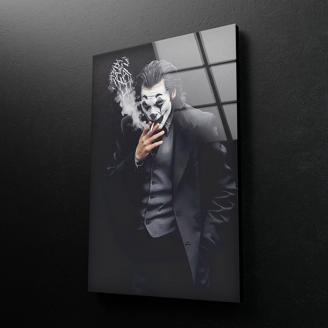 Smoking Joker Glass Wall Art glass wall decor, glass wall art decor
