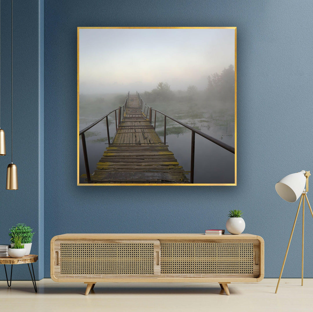 Wooden Bridge Over River Glass Wall Art art glass wall art, glass wall art pictures