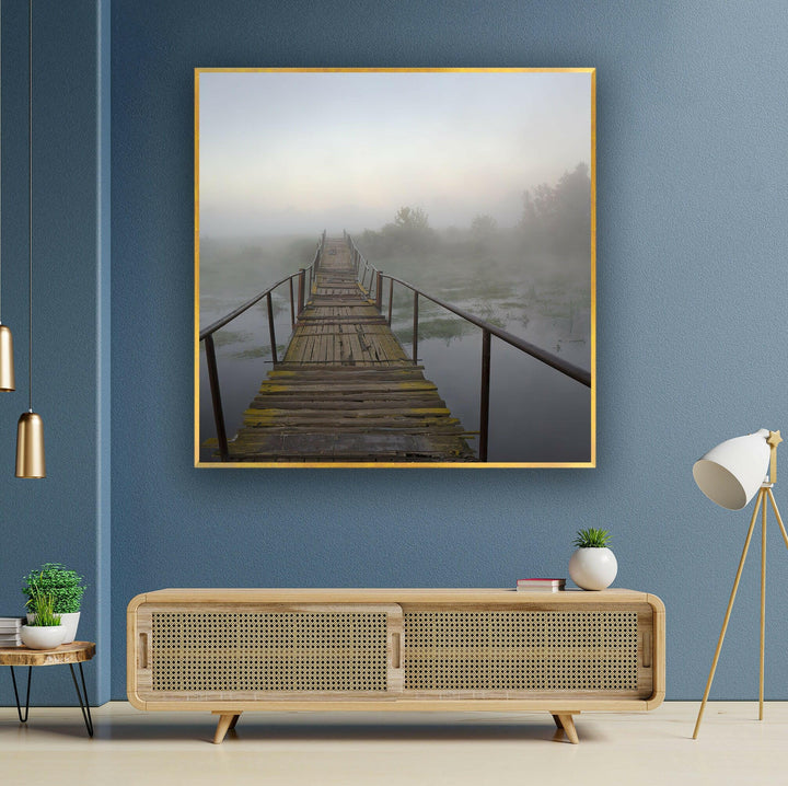 Wooden Bridge Over River Glass Wall Art art glass wall art, glass wall art pictures