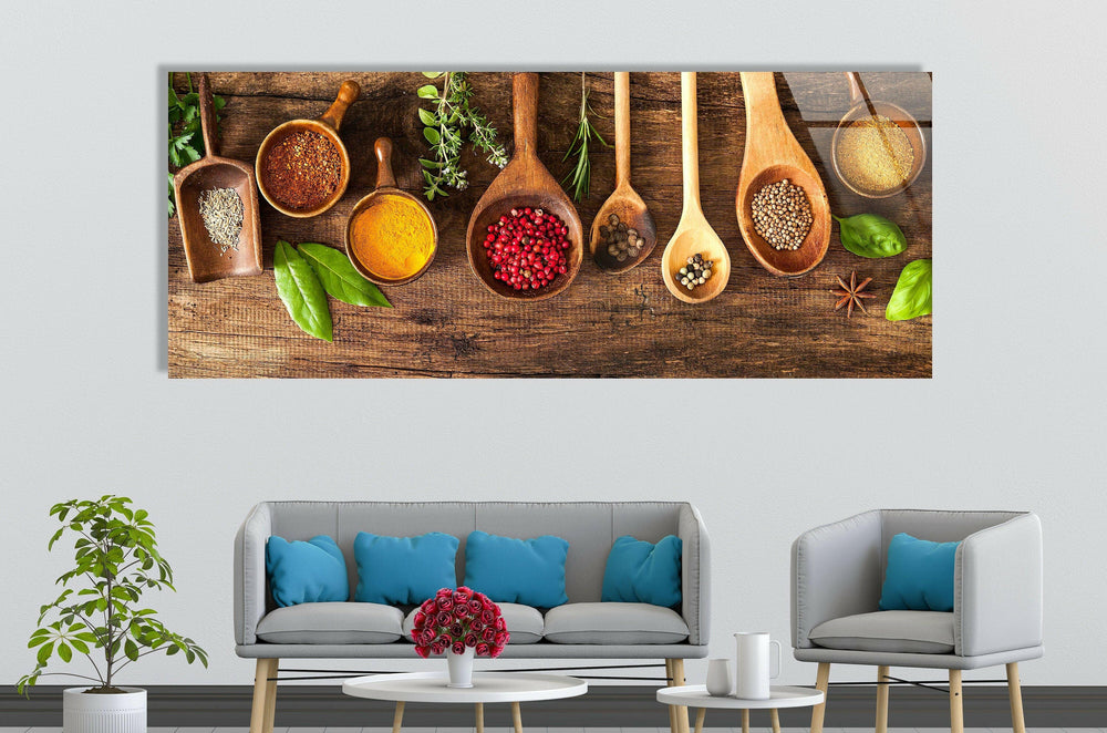 Herbs&Spices Kitchen Glass Wall Art, custom glass pictures, glass art prints