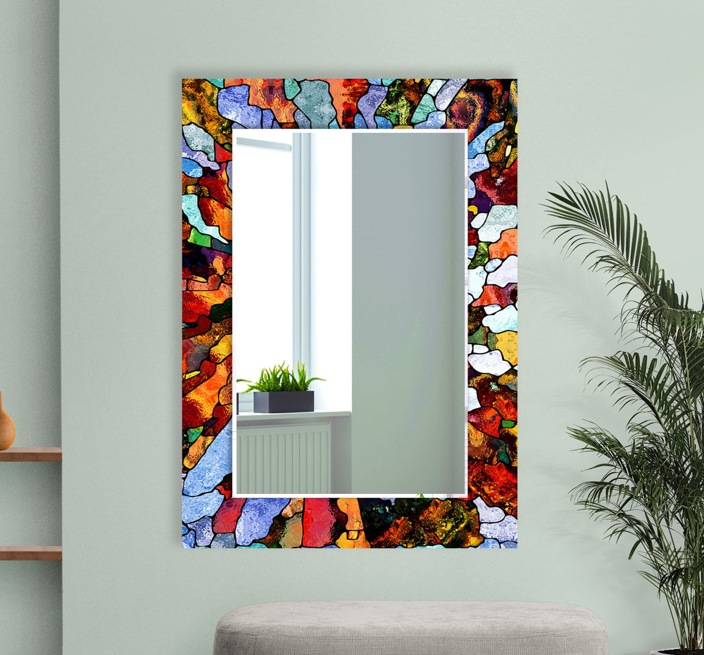 Colored Mosaic Stones Wall Mirror Black Wall Mirror
