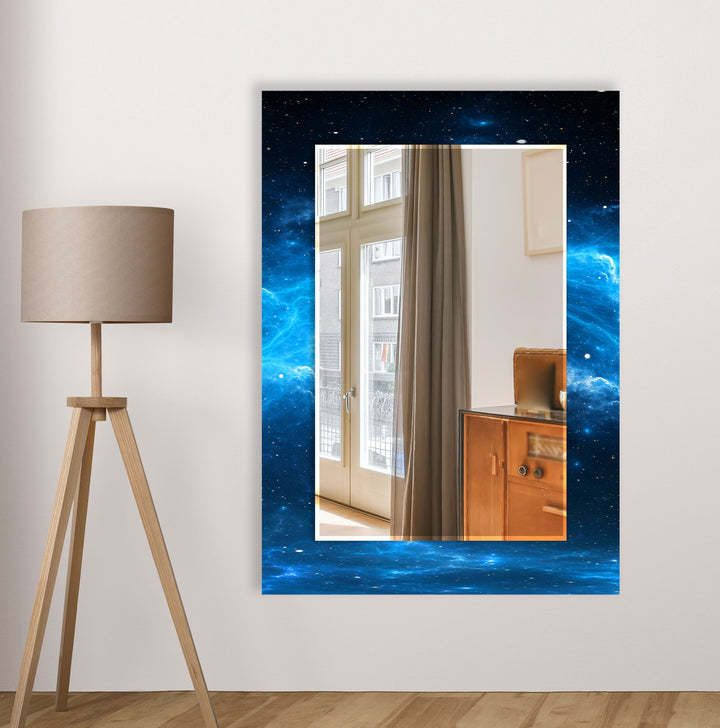 Blue & Black Abstract Wall Mirror Square Wall Mirror
