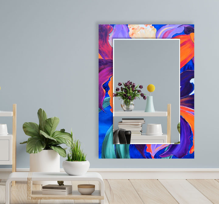 Purple Orange Flower Wall Mirrors Gold Mirror
