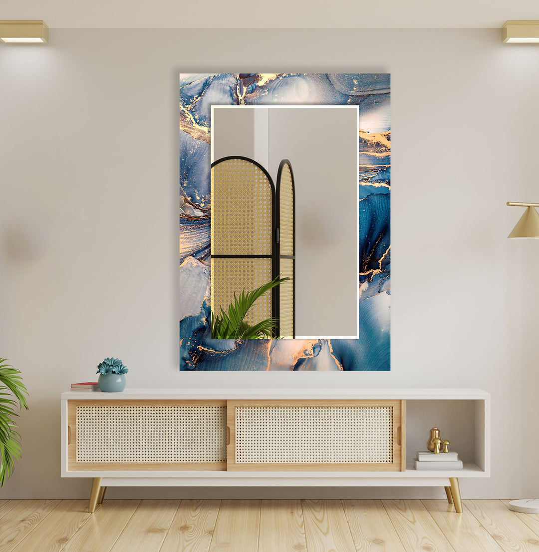 Beige & Blue Wall Mirror Large Wall Mirror
