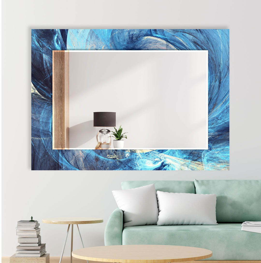 Light Blue Abstract Wall Mirrors Bedroom Mirror
