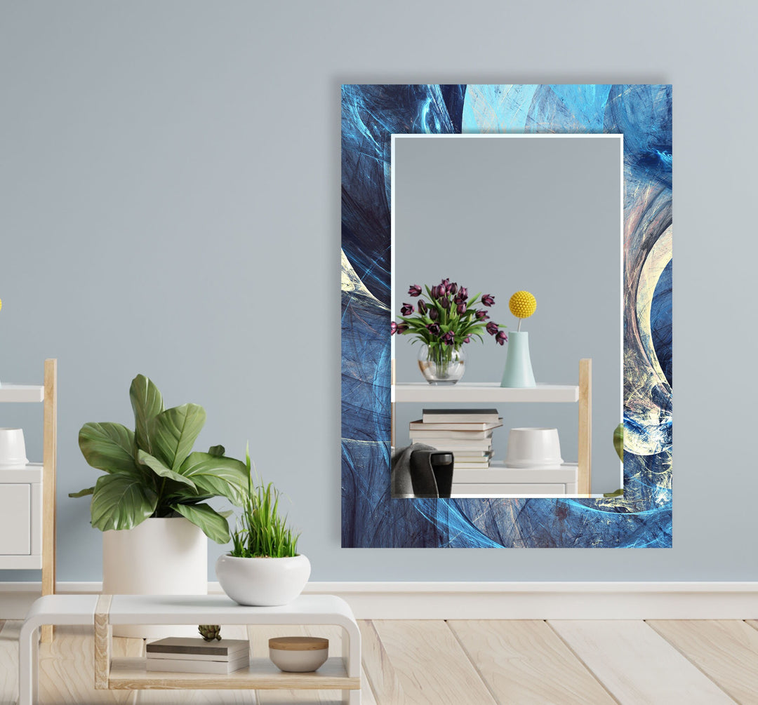 Light Blue Abstract Wall Mirrors Huge Wall Mirror
