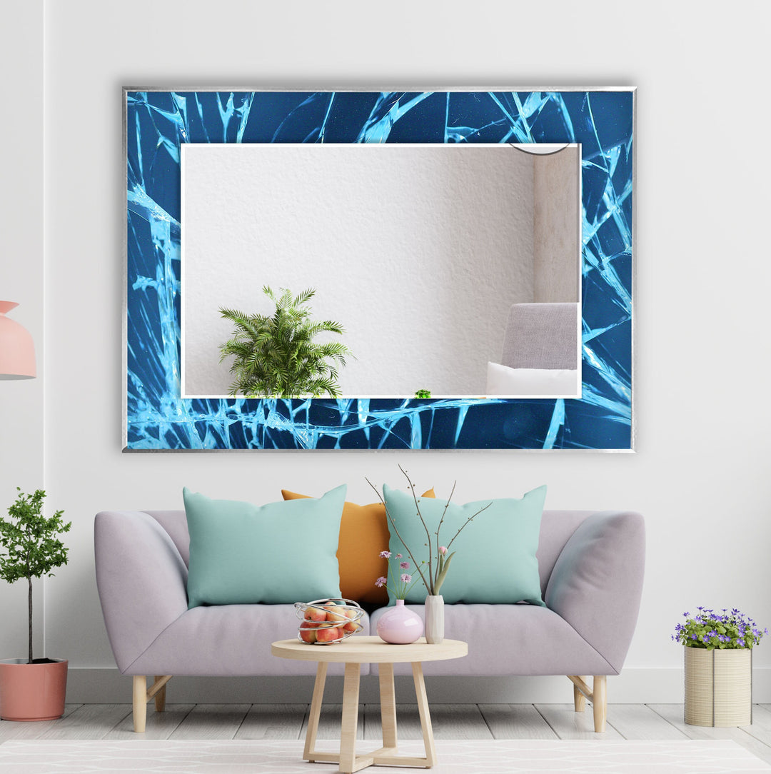 Blue Fragmented Abstract Wall Mirror huge wall mirror
