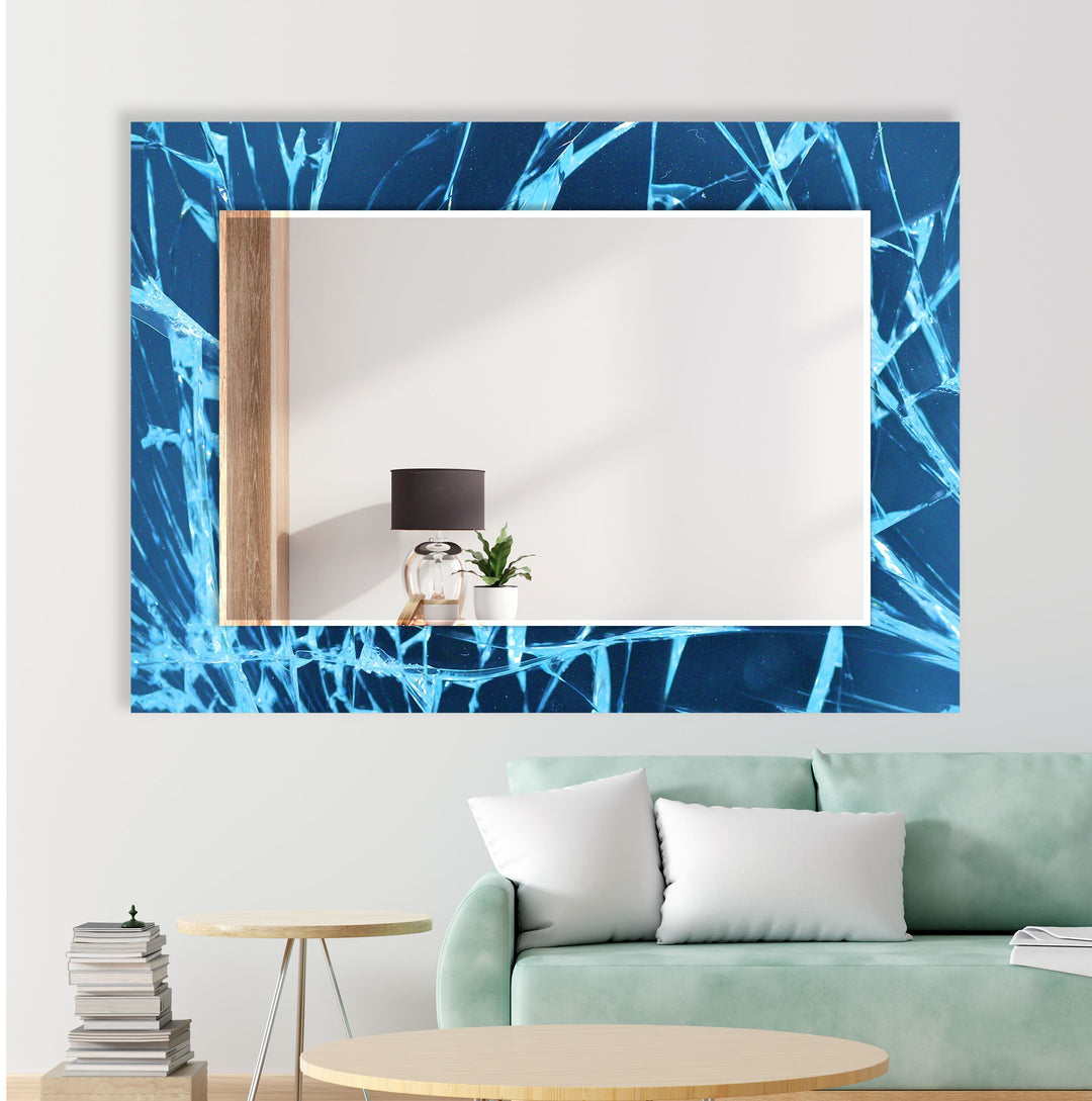 Blue Fragmented Abstract Wall Mirror large wall mirror
