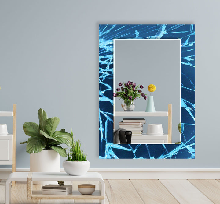 Blue Fragmented Abstract Wall Mirror Bathroom Mirror
