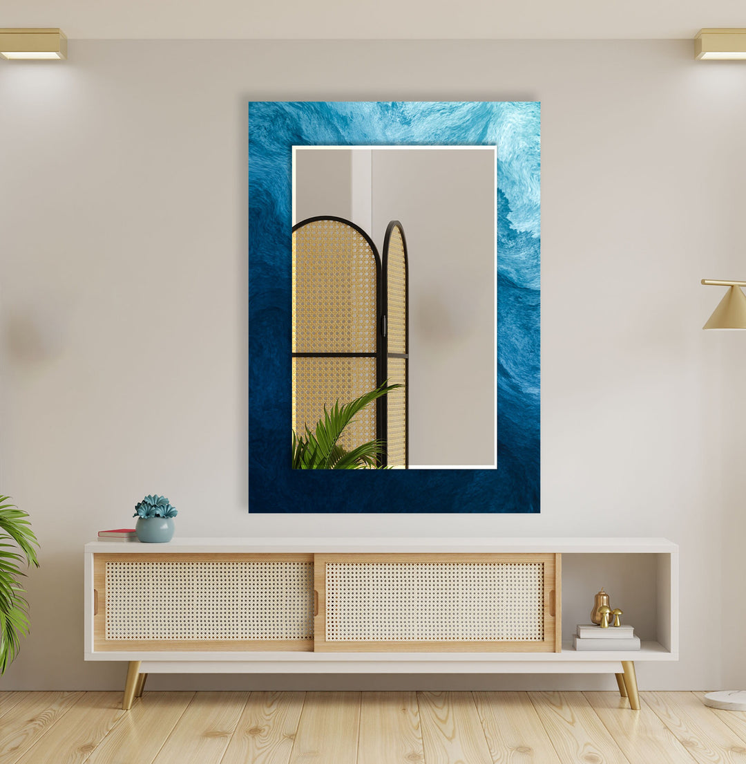 Abstract Blue Waves Wall Mirror large wall mirror
