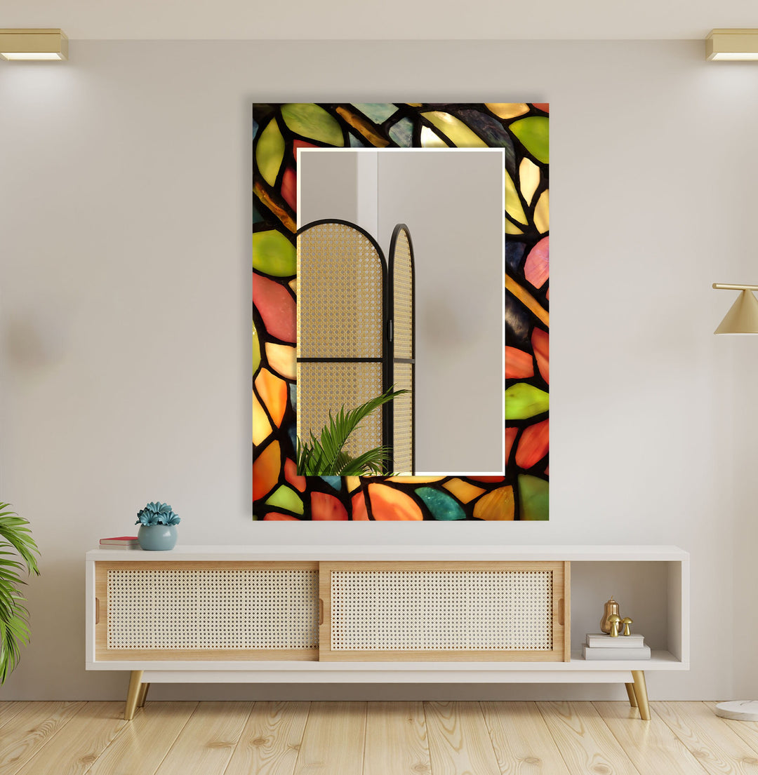 Green & Orange Leaves Wall Mirror backlit mirror
