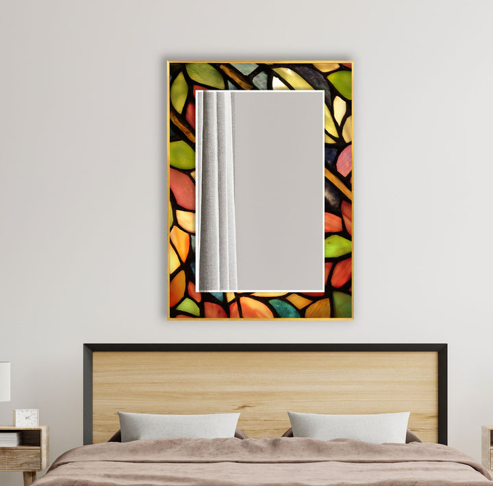 Green & Orange Leaves Wall Mirror wall mirror
