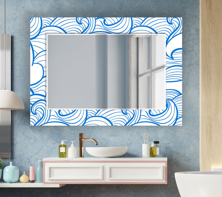 White and Blue Circles Wall Mirror Abstract Wall Mirror
