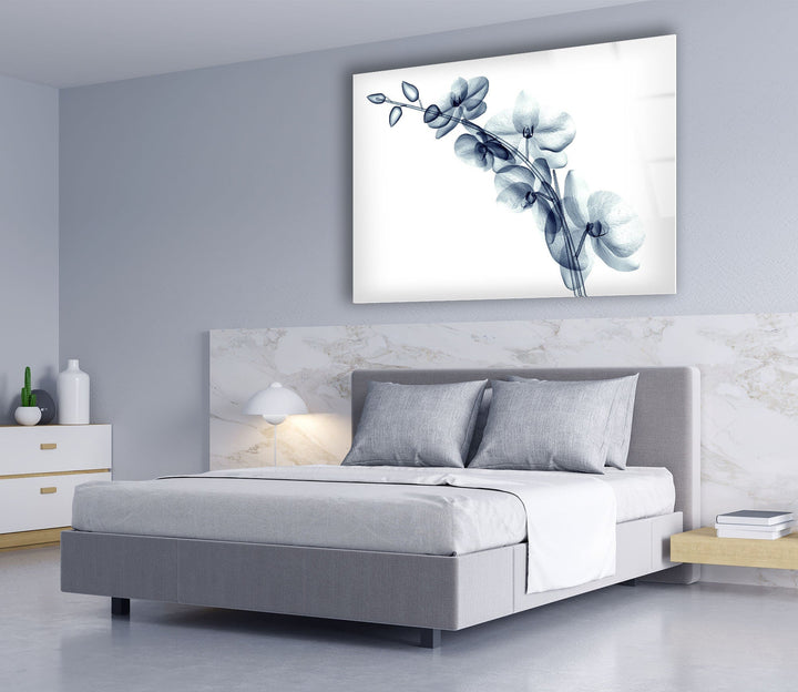 X-ray Blue Orchide Glass Wall Art, glass image printing, glass prints from photos