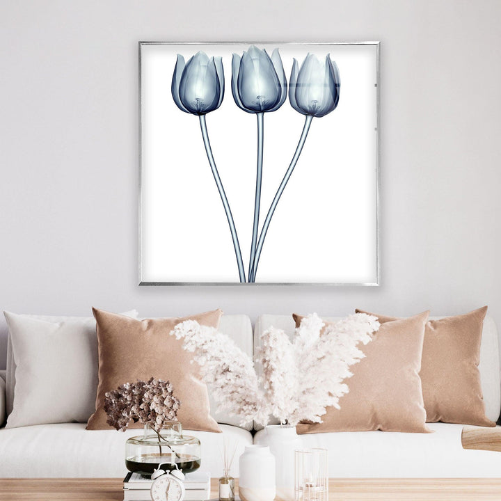 Xray Blue Tulip Glass Wall Art, glass pictures for Wall, glass prints wall art