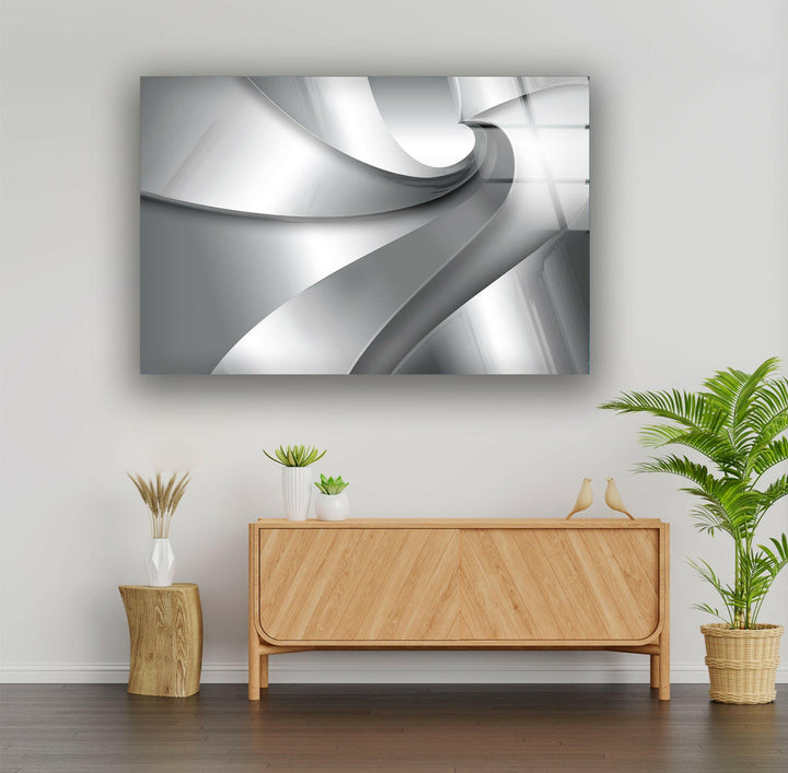 Silver Color Abstract Tempered Glass Wall Art - MyPhotoStation