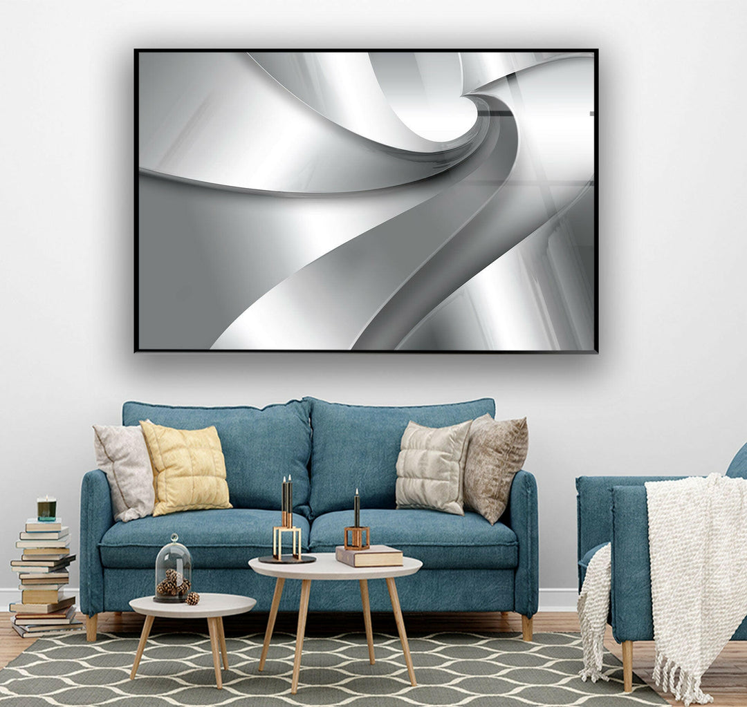 Silver Color Abstract Tempered Glass Wall Art - MyPhotoStation