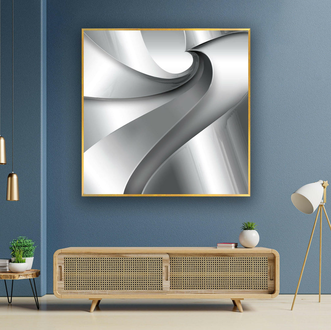 Silver Color Abstract Tempered Glass Wall Art - MyPhotoStation