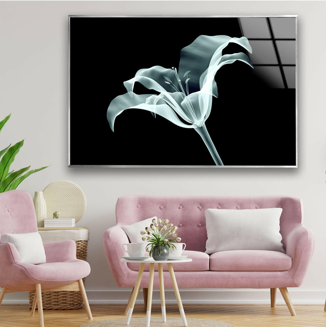 Xray Flowers Glass Wall Art, glass wall decor, glass wall art decor