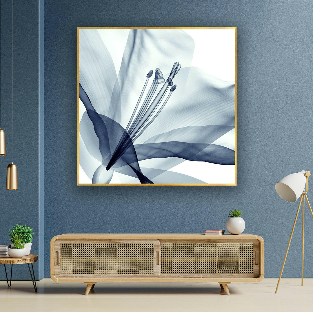 Xray Blue Flower Glass Wall Art, glass image printing, glass prints from photos