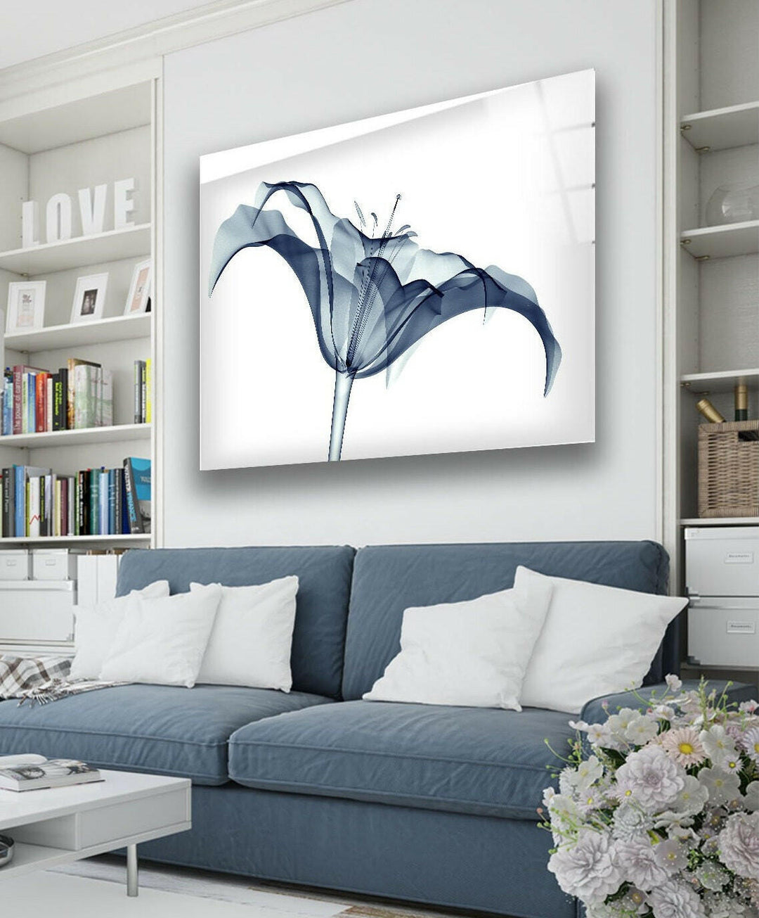 Xray Amaryllis Flower Glass Wall Art, glass photo prints, glass picture prints