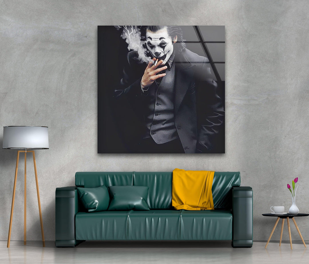 Smoking Joker Glass Wall Art glass image printing, glass prints from photos
