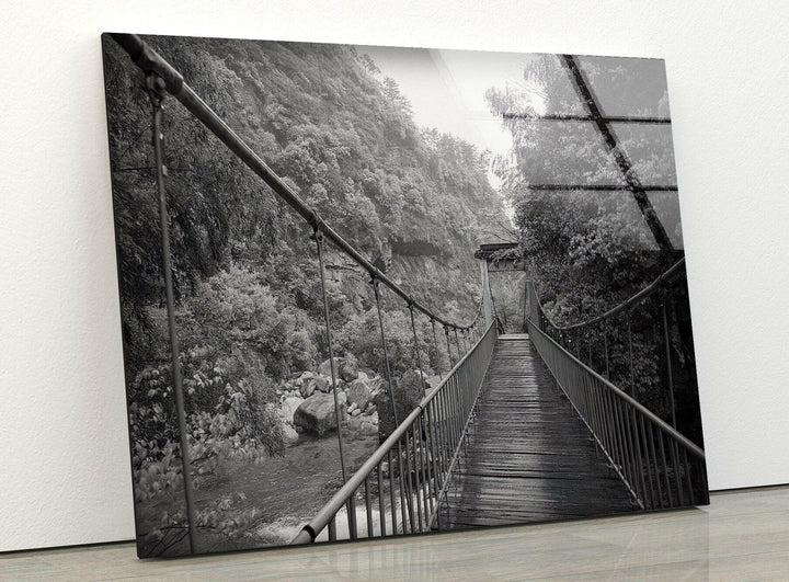 Old Black & White Bridge Glass Wall Art picture on glass wall art, photos printed on glass