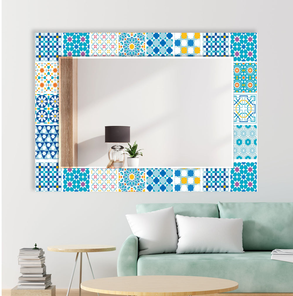 Mosaic Design Light Blue Wall Mirror unique mirrors
