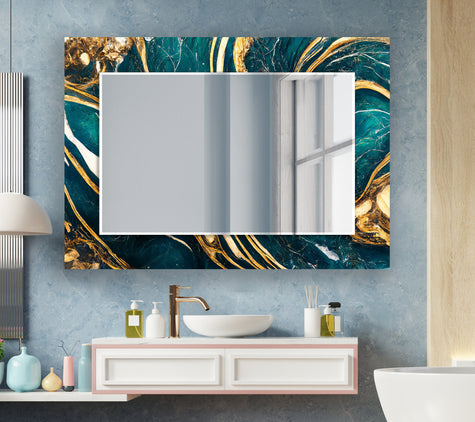 Marble Tempered Glass Wall Mirror