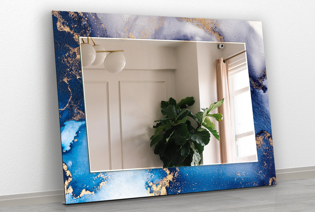 Blue Epoxy Wall Mirror Modern Mirror
