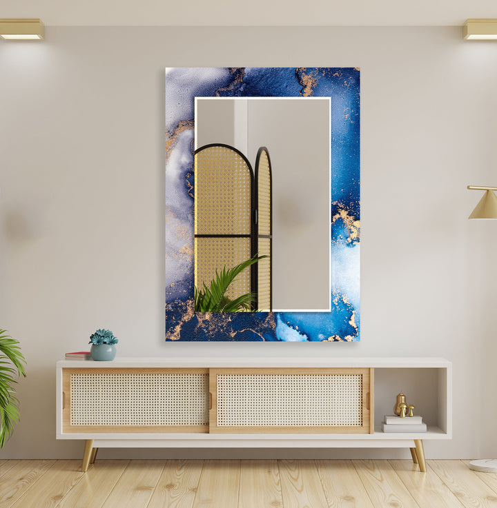 Blue Epoxy Wall Mirror Square Mirror
