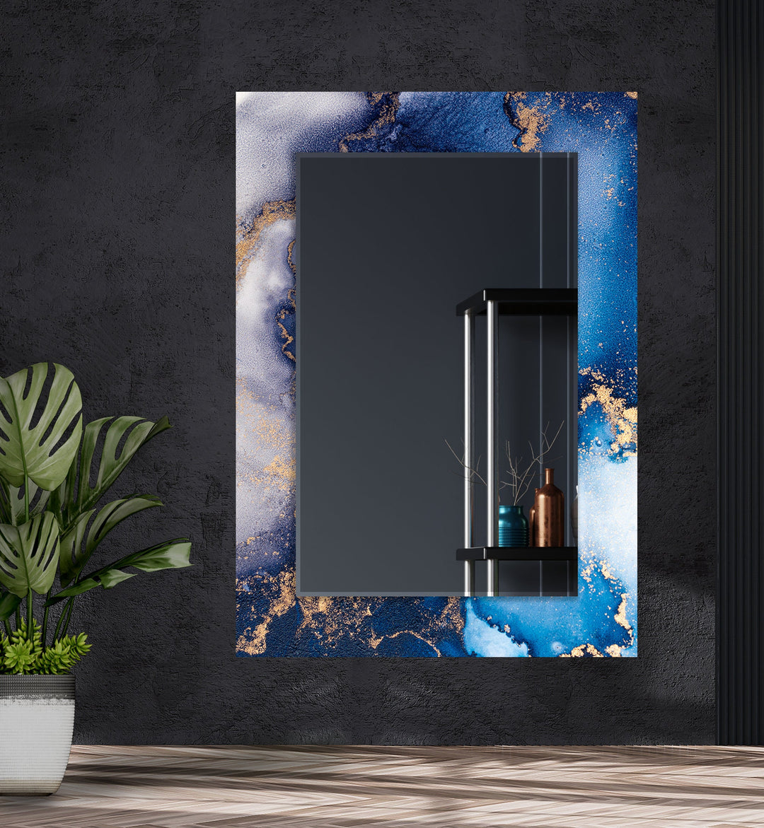 Blue Epoxy Wall Mirror Living Room Wall Mirror
