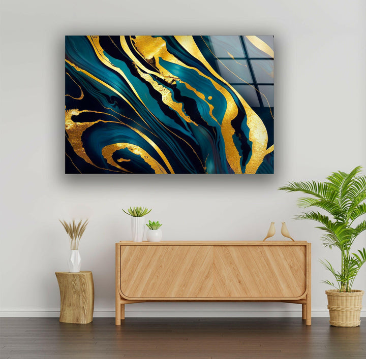 Alcohol Ink Gold Abstract Glass Wall Art glass photo prints, glass picture prints