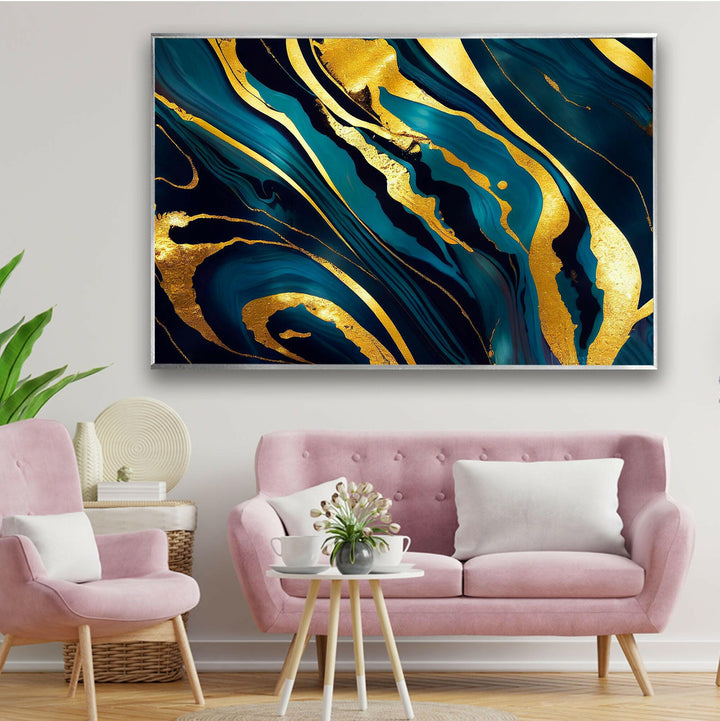 Alcohol Ink Gold Abstract Glass Wall Art custom glass pictures, glass art prints