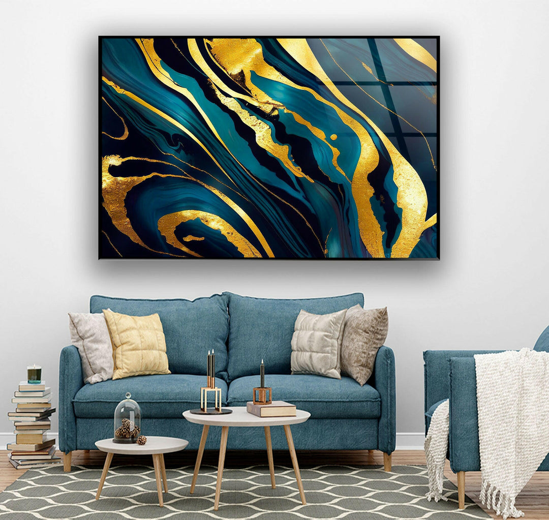 Alcohol Ink Gold Abstract Glass Wall Art glass pictures for Wall, glass prints wall art